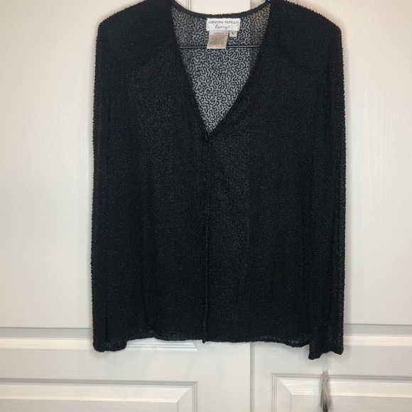 Adrianna Papell Sheer Silk Beaded Jacket Size L - Picture 8 of 16